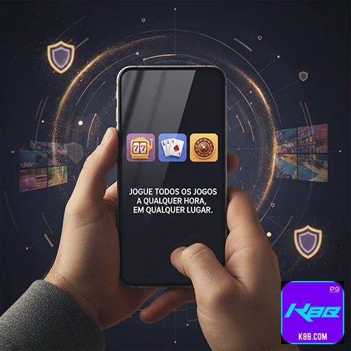 Tela mobile da k8b.com com login e promoções vigentes